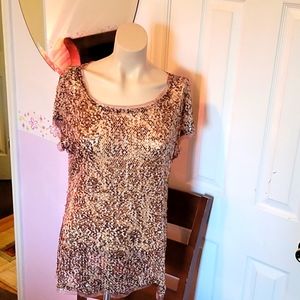 Fun sequin brown and Beige top for any occasion